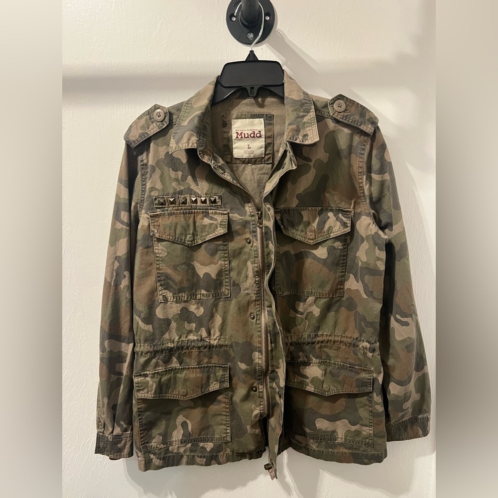 Mudd Camouflage Jacket with Button Detail